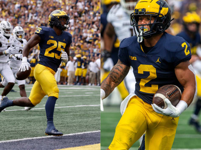 Michigan Wolverines football running backs Hassan Haskins and Blake Corum