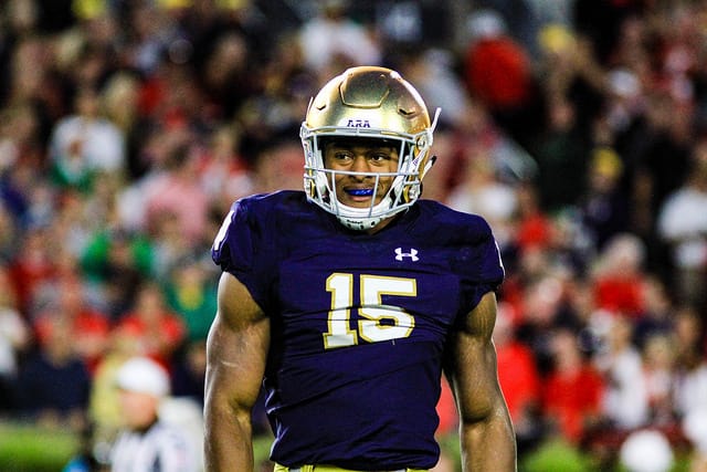 Cam Smith leads the Irish receivers with seven catches, but they have totaled only 54 yards (7.7 average).