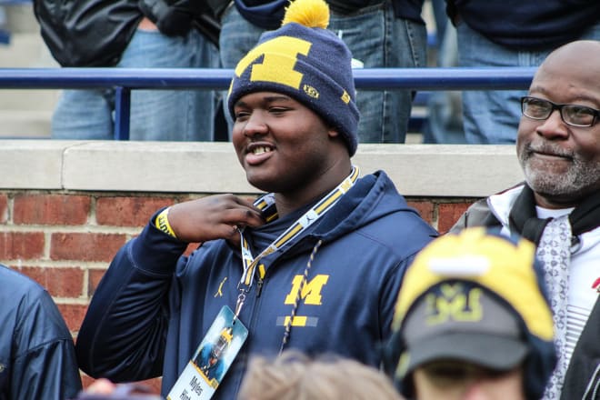 Five-star offensive lineman Myles Hinton visited Michigan over the weekend. 