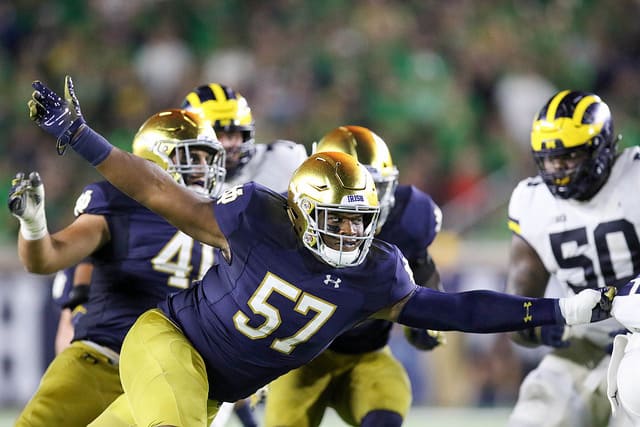 Freshman defensive tackle Jayson Ademilola will take on a great role for the Irish defense with Myron Tagovailoa-Amosa sidelined.