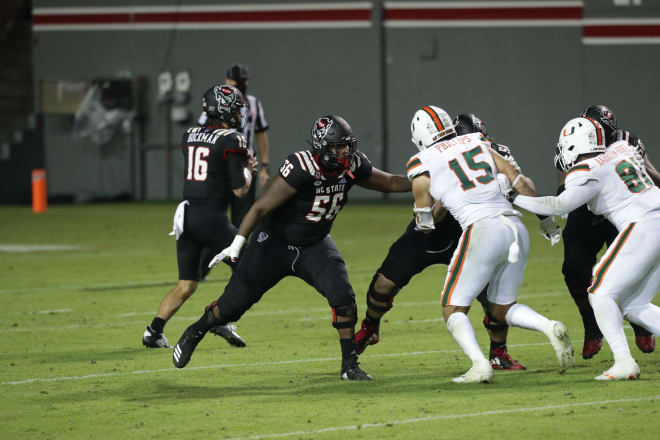 NC State Wolfpack football offensive tackle Bryson Speas