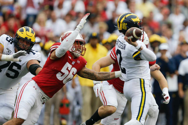 Michigan Wolverines football senior quarterback Shea Patterson tossed his first interception of the year on Saturday.