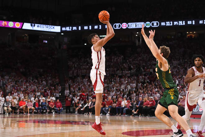 Arkansas forward Trevon Brazile recorded a double-double in Monday's 76-58 win over North Dakota State.