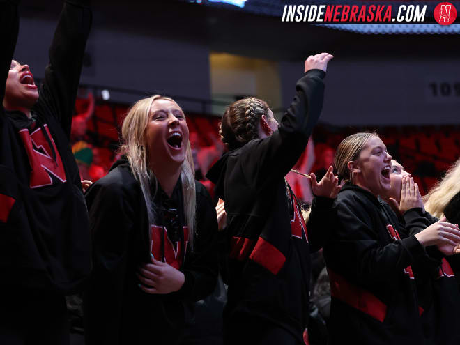 Nebraska women's basketball celebrating its NCAA Tournament berth at Pinnacle Bank Arena on Selection Sunday