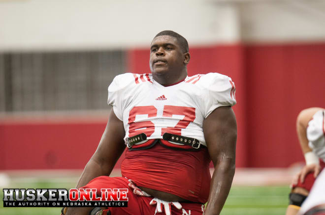 Offensive lineman Jerald Foster fielded a punt to end practice early on Thursday. 