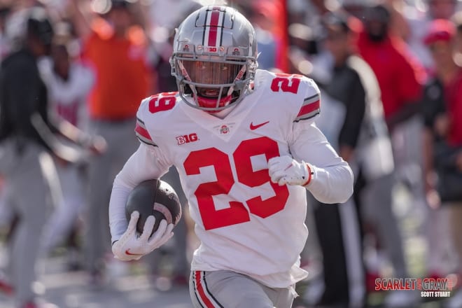 Sophomore cornerback Denzel Burke led the Buckeyes with 12 passes defended in 2021.