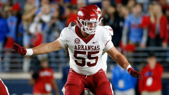 Arkansas center Beaux Limmer was drafted by the Los Angeles Rams.