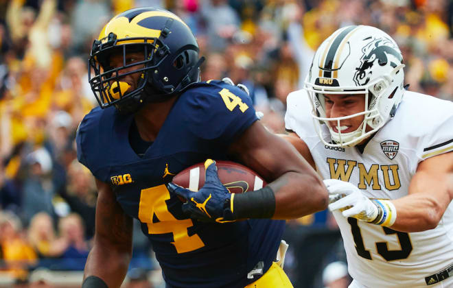 Nico Collins caught his first touchdown pass in Michigan's win over WMU.