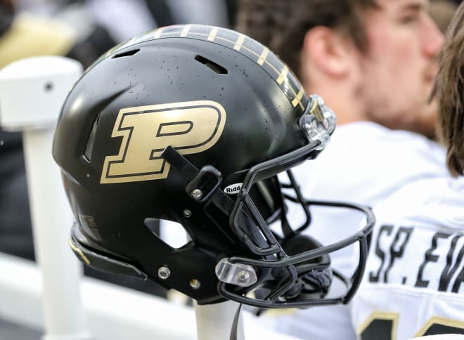 Oct 27, 2018; East Lansing, MI, USA; Close up view of a Purdue Boilermakers helmet during the first quarter of a game against the Michigan State Spartans at Spartan Stadium. Mandatory Credit: Mike Carter-USA TODAY Sports