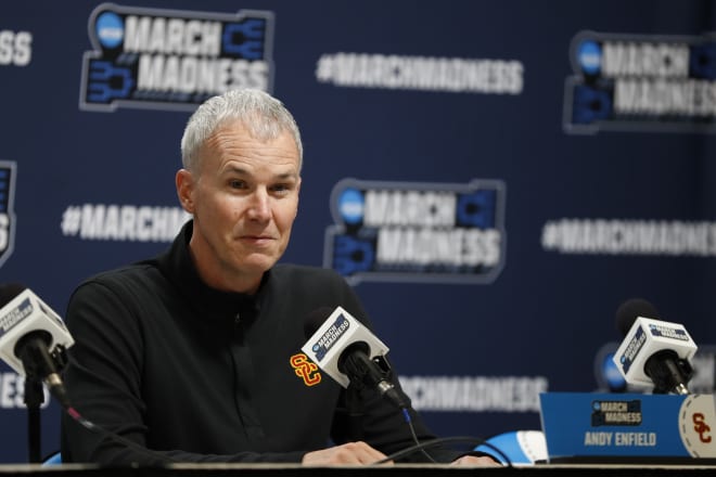 USC basketball coach Andy Enfield on the eve of the Trojans' NCAA tournament opener.