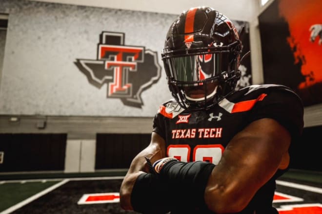 Clemens LB Derrick Lewis II on his official visit to Texas Tech. Photo by Texas Tech Athletics.