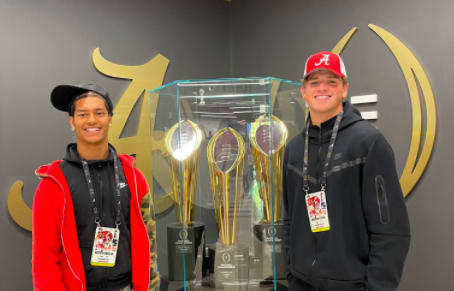 Walker Lyons (right) with 2023 four-star DB Rico Flores (left)