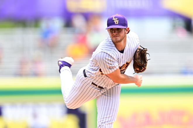 LSU reliever Ty Floyd was the lone pitching bright spot in the Tigers' two losses Saturday to Ole Miss. He allowed just one run and two hits in six innings in a resumption of Friday night's SEC opener in Alex Box Stadium. (Photo courtesy of LSU athletics)