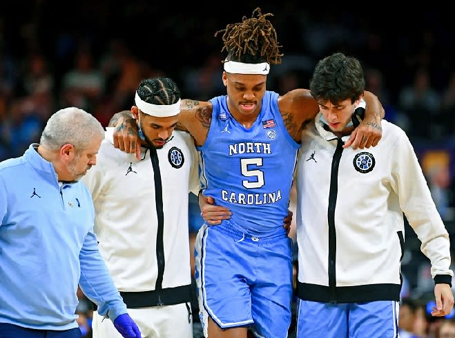 UNC forward Armando Bacot, who injured his ankle at the Final Four, is slowly recovering this summer.