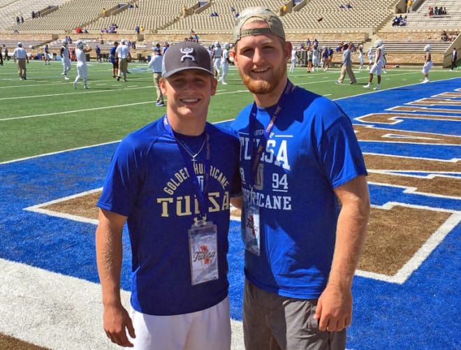 Josh Owens (right) during an unofficial visit to Tulsa last year.