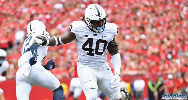 Penn State Nittany Lions football played Jesse Luketa at DE and LB on Saturday against Wisconsin. 