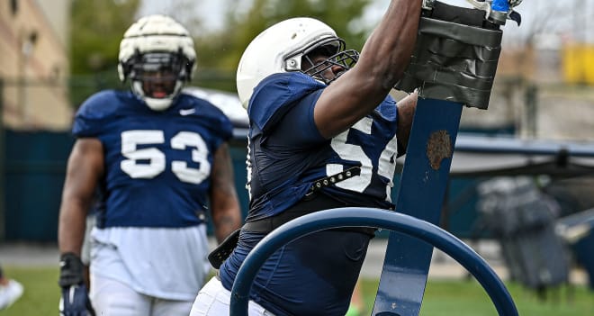 Defensive tackle Derrick Tangelo (54) was one of a number of transfers into the program this offseason. Photo courtesy of Penn State Athletics