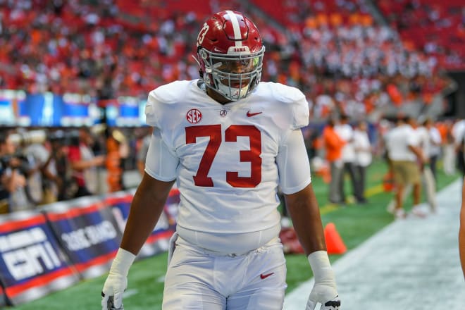 Alabama Crimson Tide offensive lineman Evan Neal. Photo | Getty Images 