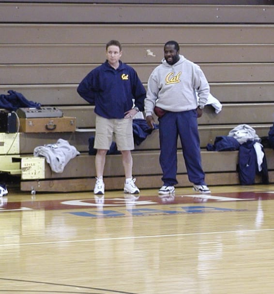 Former Cal head coach Ben Braun (left) and Dr. Joe Carr during the 1998-99 season.