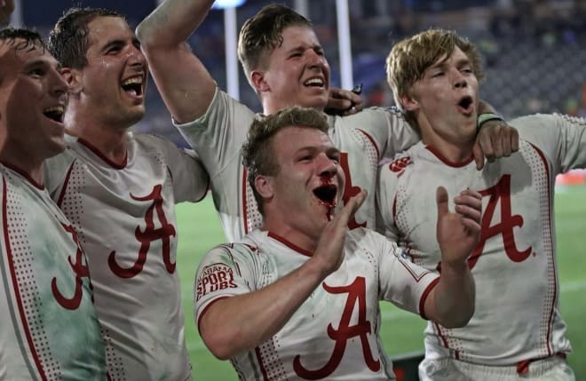 Alabama's rugby team celebrates together. Photo | Alabama Rugby