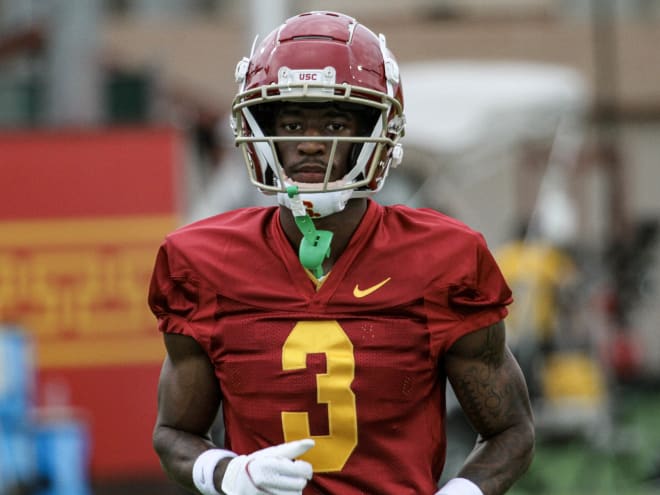Jordan Addison heads to the field for his first official practice at USC.