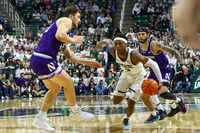 Tyson Walker and Michigan State defeated Northwestern by a final score of 53-49 on senior night at the Breslin Center on March 6, 2024. 
