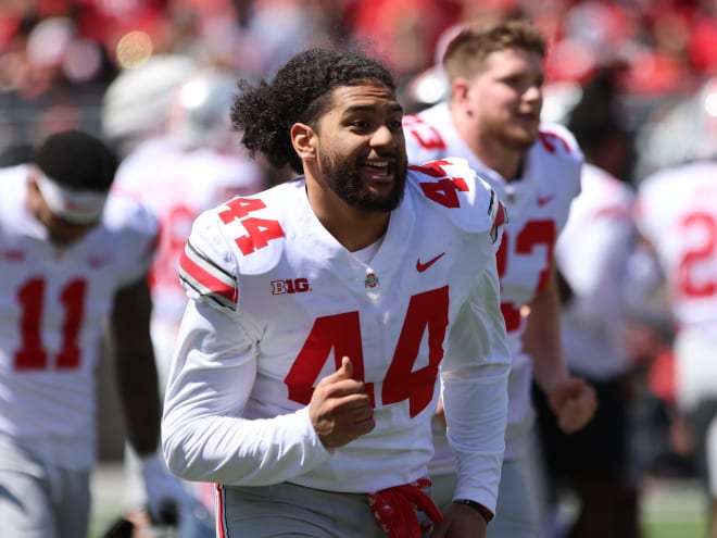 Ohio State defensive end J.T. Tuimoloau is back for a fourth season in 2024. (Birm/DTE)