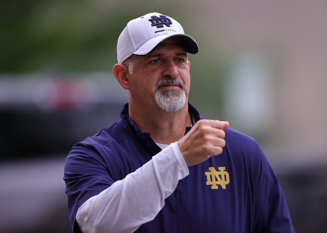 Notre Dame offensive line coach Joe Rudolph will be spending the day with head coach Marcus Freeman recruiting in Massachusetts and Connecticut.