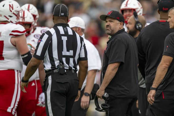 Nebraska football coach Matt Rhule was visibly furious at the Big Ten officials throughout Saturday's Nebraska Purdue game