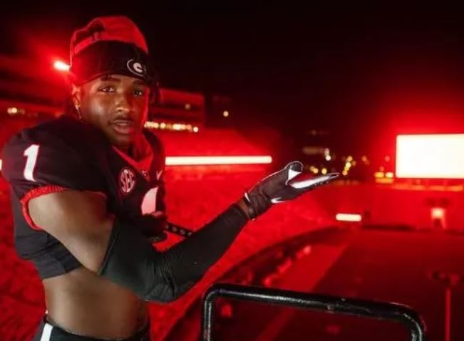 Julian Humphrey in a photoshoot overlooking Dooley Field at Sanford Stadium on his official visit.
