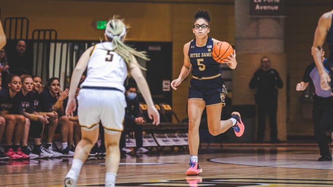 Notre Dame Fighting Irish women’s basketball freshman point guard Olivia Miles