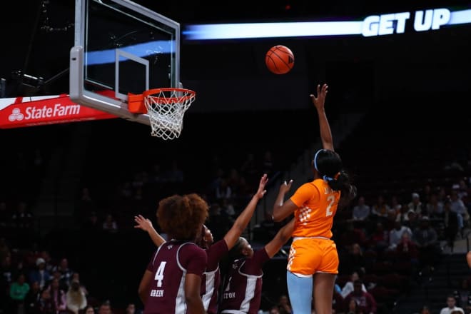 Rickea Jackson (2) takes a shot in Tennessee's loss to Texas A&M on Jan. 14, 2024.