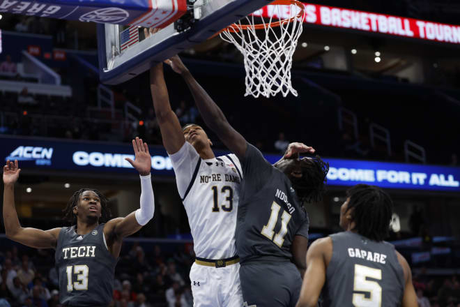 Notre Dame forward Tae Davis, pictured above, scored 12 points in Tuesday's win. Davis also made a key deflection within the final minute that resulted in a turnover.