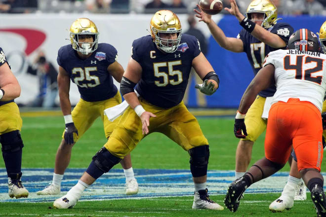 Note Same center Jarrett Patterson (55) in action in the Jan. 1 Fiesta Bowl vs. Oklahoma State.