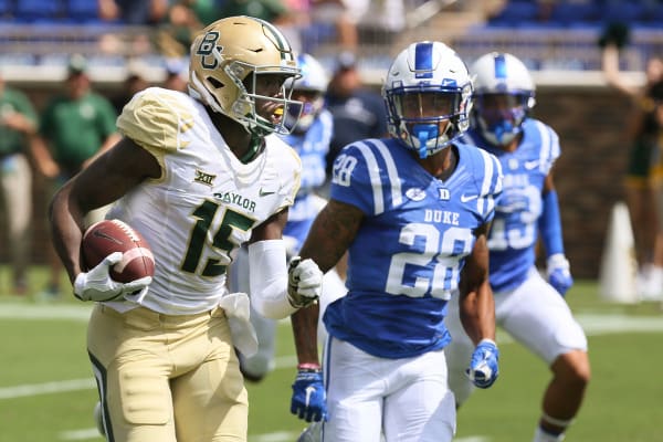 Baylor's Denzel Mims caught Zach Smith's first TD pass of the game Saturday against Duke.