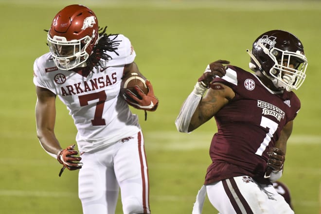 Razorback wide receiver Trey Knox versus Mississippi State.