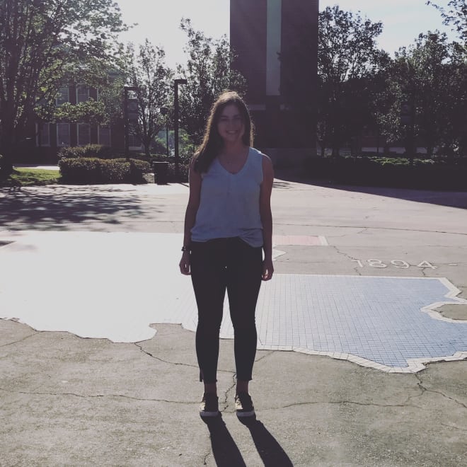 My daughter Campbell on her first college visit, to Louisiana Tech, on Friday morning. 