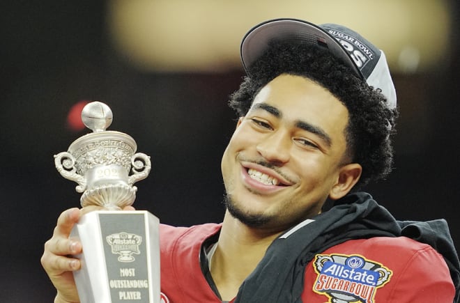 Alabama Crimson Tide quarterback Bryce Young (9) is named most outstanding player following the victory against the Kansas State Wildcats in the 2022 Sugar Bowl at Caesars Superdome. Photo | Andrew Wevers-USA TODAY Sports