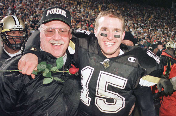 This is one of the most iconic images in the history of Purdue football, capturing the moments after Purdue beat Indiana in the 2000 regular season finale, clinching its first trip to the Rose Bowl since 1967.