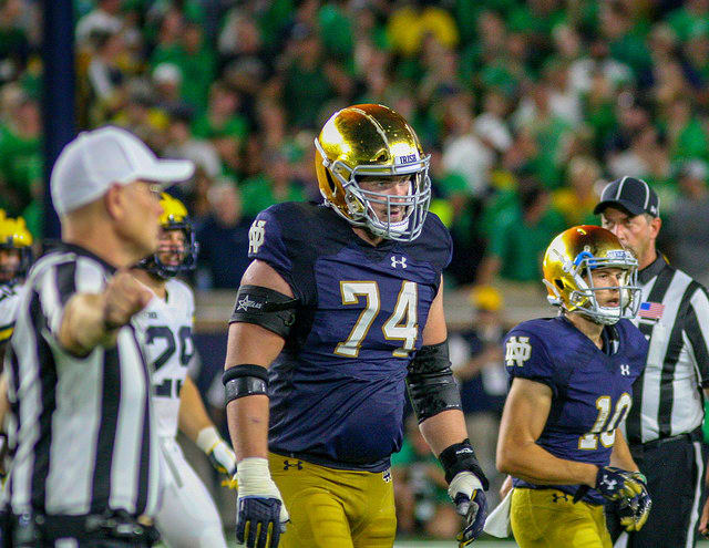 Left tackle Liam Eichenberg and the Irish offensive line want to prove they can still thrive minus Alex Bars.