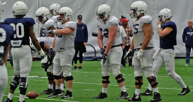 Penn State's second team offensive line Wednesday.