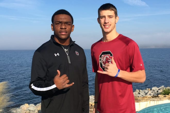 South Carolina target Brad Johnson (left) with commitment Jay Urich (right).