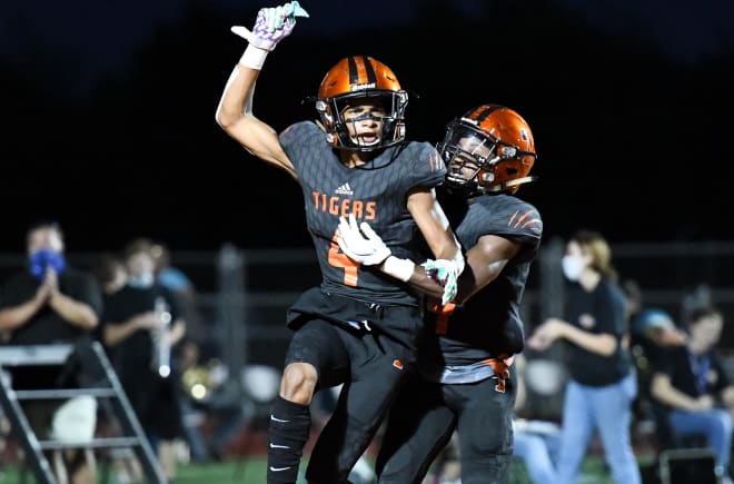 Smithville (TX) WR Charles Hodge celebrates a play.