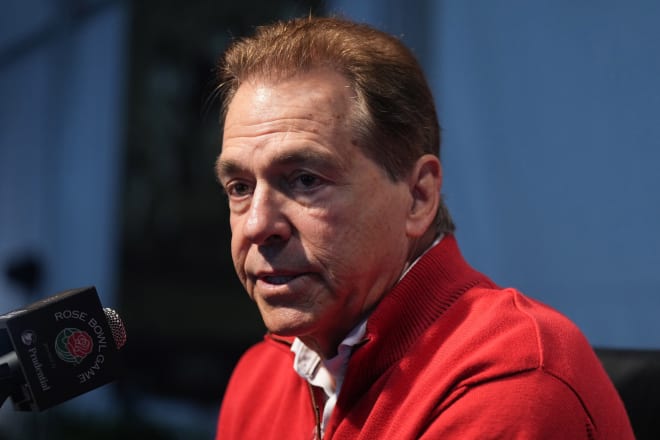 Alabama Crimson Tide head coach Nick Saban during Rose Bowl media day at Rose Bowl Stadium. Photo | Kirby Lee-USA TODAY Sports