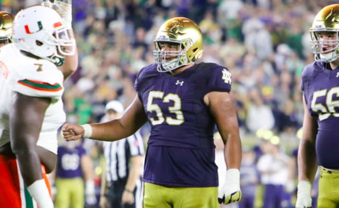 Notre Dame center Sam Mustipher is on the watch list for the nation's top center award.