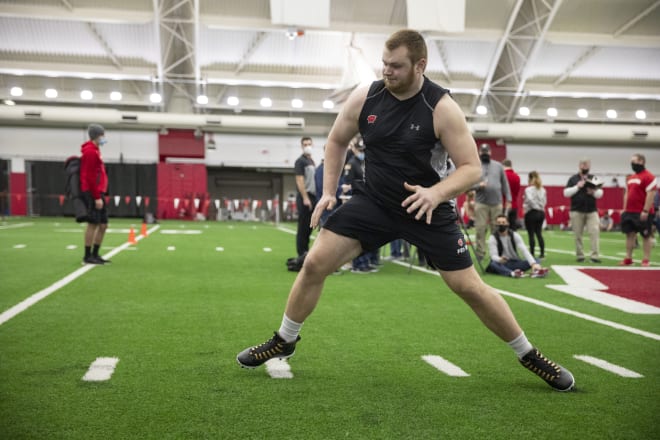 Offensive lineman Cole Van Lanen during Wisconsin's Pro Day on March 10.