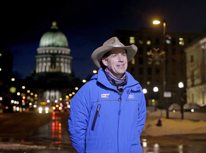 The Weather Channel's Reynolds Wolf reports in Madison, Wis., in February 2019.