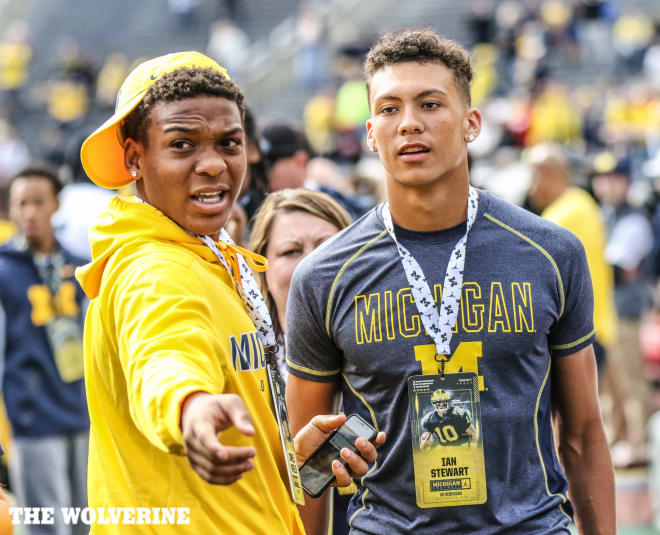 Junior in-state prospects Cornell Wheeler and Ian Stewart seemed to be enjoying themselves during pregame.