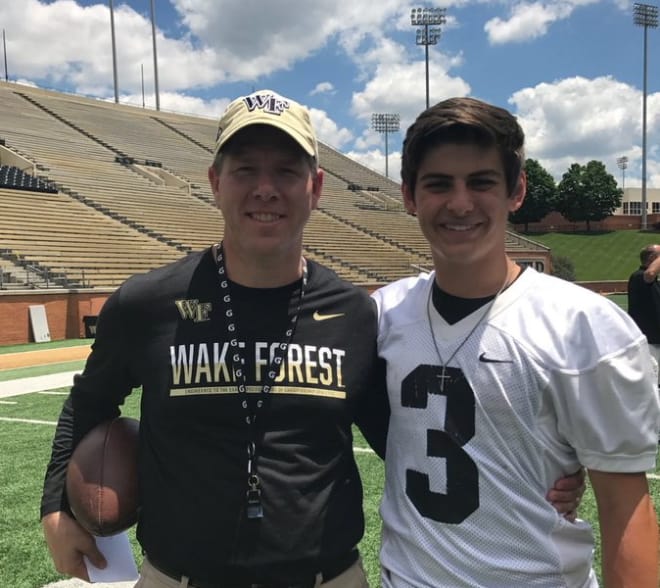 Coach Lineburg and Sciba pose after a Wake Forest camp