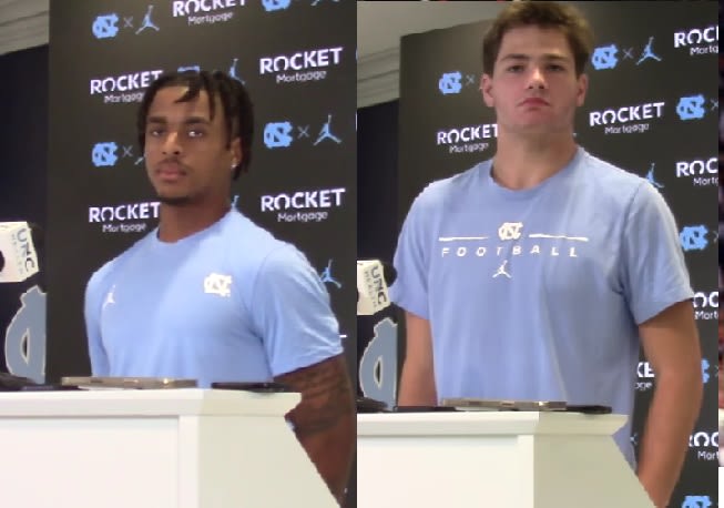 Our report from Tuesday interviews with UNC WR Josh Downs and QB Drake Maye a the Kenan Football Center.